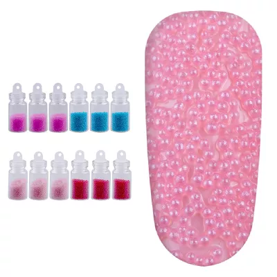 Set decor unghii, sticlute pietricele tip caviar, 12 buc, DU19-4