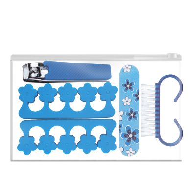 Set pedichiura Lila Rossa, despartitor degete, perie unghii, unghiera, pila, L415