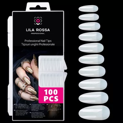 Tipsuri unghii false 100 buc, 10 marimi, Lila Rossa, Natur, KG103