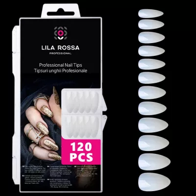 Tipsuri unghii false 120 buc, 12 marimi, Lila Rossa, Natur, KG107