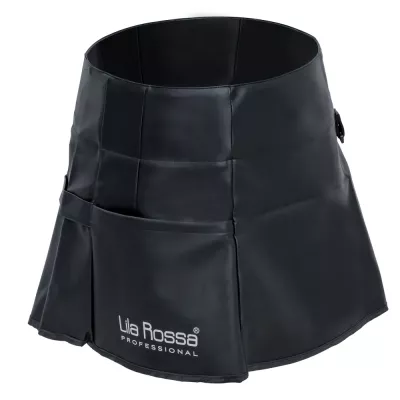 Sort pentru coafor si frizerie Lila Rossa, din piele ecologica, impermeabil, cu buzunar, cu snur reglabil, negru, a258 l