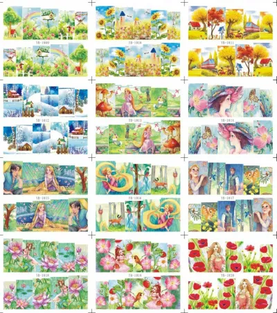 Sticker A4 pentru decor unghii, cu desene animate, 1009-1020