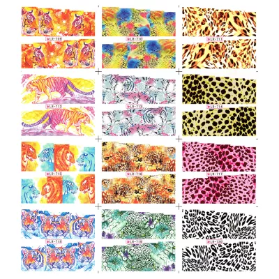 Sticker A4 pentru decor unghii 12 in 1, cu animale, 709-720