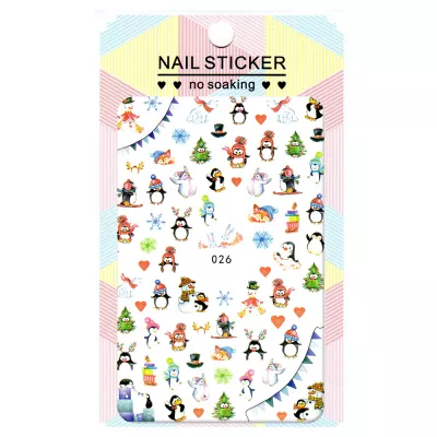 Sticker Lila Rossa pentru decor unghii, Craciun Revelion si iarna, nail art xf026