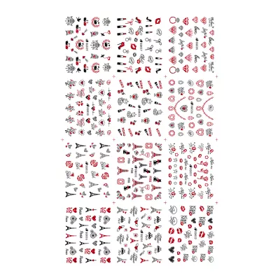 Set stickere A5 pentru decor unghii Lila Rossa, pentru valentine's day, 12 buc, sq-029-032