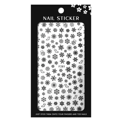 Stickere pentru decor unghii Lila Rossa, Craciun, Revelion, pentru iarna, f281-black