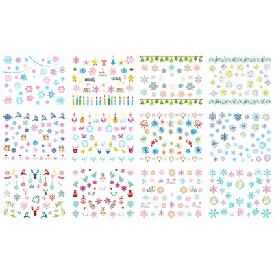 Set stickere nail art Lila Rossa, pentru Craciun, Revelion si iarna, 12 buc, bn-665-668