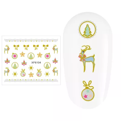 Sticker nail art Lila Rossa, pentru Craciun, Revelion si iarna, 7.2 x 10.5 cm, xf6104