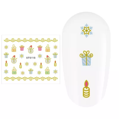Sticker nail art Lila Rossa, pentru Craciun, Revelion si iarna, 7.2 x 10.5 cm, xf6118