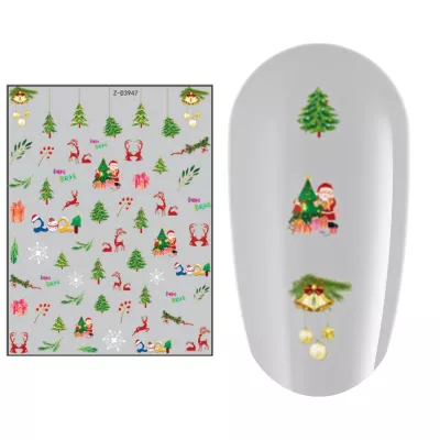 Sticker nail art Lila Rossa, pentru Craciun, Revelion si iarna, 15 x 9 cm, z-d3947