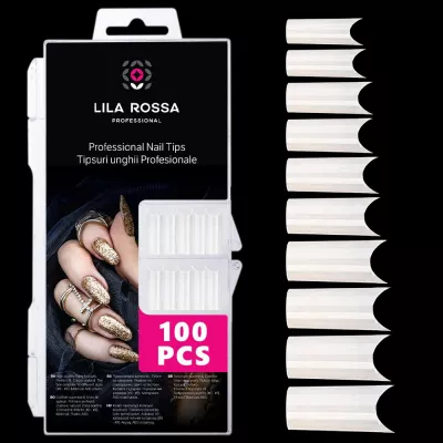 Tipsuri unghii false 100 buc, 10 marimi, Lila Rossa, Natur, KG109
