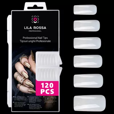Tipsuri unghii false 120 buc, 6 marimi, Lila Rossa, Natur, KG108