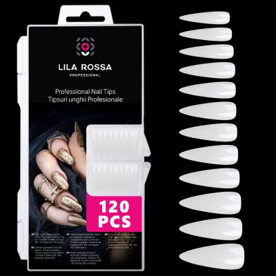 Tipsuri unghii false 120 buc, 12 marimi, Lila Rossa, Natur, KG112