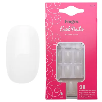 Tipsuri unghii false, oval nails natural nails, 28 buc + lipici unghii false + pila unghii + betisor portocal