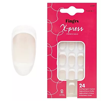 Tipsuri unghii false color press-on, X-press French Nails, Fingrs, 24 buc. + betisor de portocal