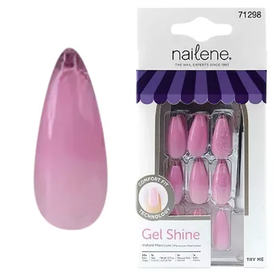 Tipsuri unghii false color press-on, Ballerina, Nailene, 28 buc. + lipici unghii false + pila unghii + betisor bambus