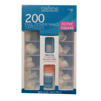 Tipsuri unghii false migdala 200 buc cu lipici, Fing'rs nailene, Natur