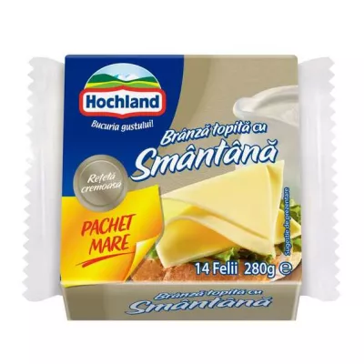 Branzeturi  - BRANZA TOPITA FELII HOCHLAND 280G  FAMILY PACK CU SMANTANA, mcanonstop.ro