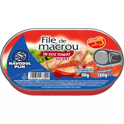 Conserve peste - FILE MACROU NAVODUL 180G SOS TOMAT PICANT, mcanonstop.ro