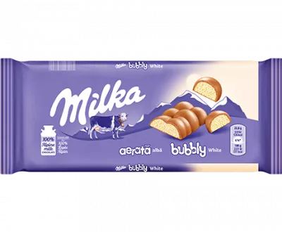 Ciocolata - MILKA 95G AERATA ALBA, mcanonstop.ro