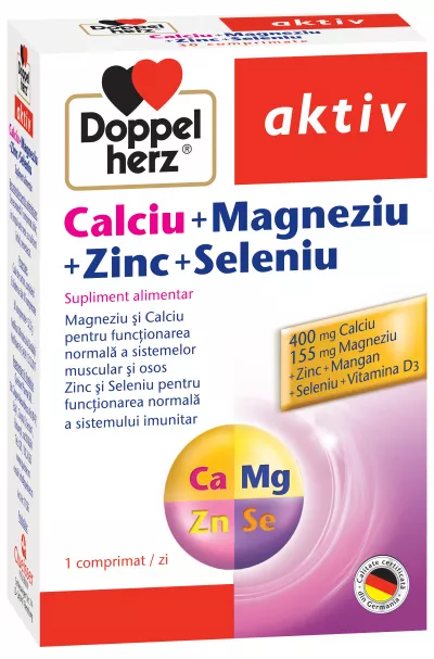 Doppelherz aktiv Calciu + Magneziu + Zinc + Seleniu x 30 comprimate