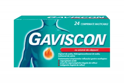 Gaviscon cu aroma de capsuni x 24 comprimate masticabile