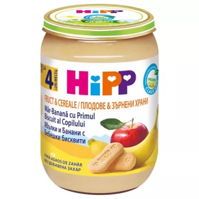 Hipp Piure banana, mar si biscuiti x 190 grame
