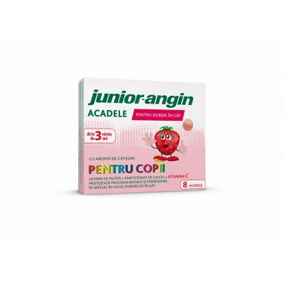 Junior Angin acadele cu aroma de capsuni pentru dureri de gat x 8 bucati