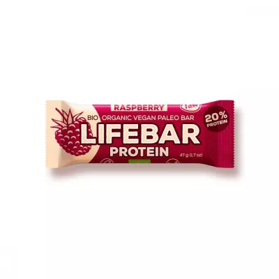 Lifebar Baton proteic cu zmeura raw bio x 47 grame