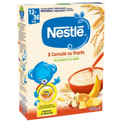 Nestle Cereale 8 Cereale cu Fructe, de la 12 luni, 250 grame