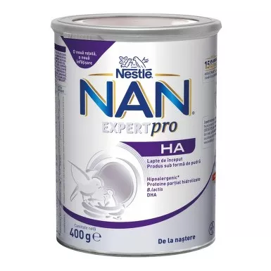 Nestle NAN HA, Formula lapte praf premium hipoalergenic +0 luni, 400 grame