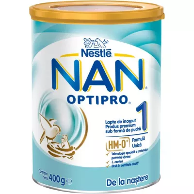 Nestle NAN OPTIPRO 1 HM-O, Lapte praf de la nastere, 400 grame