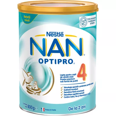 Nestle NAN Optipro 4, formula de lapte praf pentru 2-3 ani, 800 grame