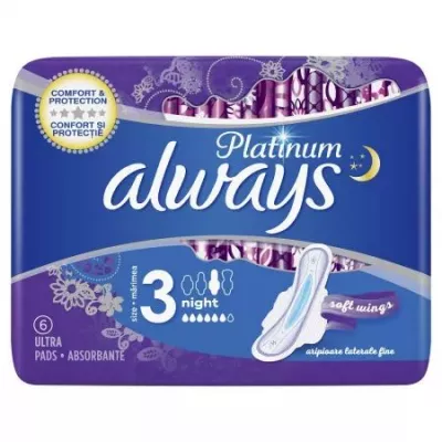 Always Platinum Ultra Pads Night absorbante de noapte x 6 bucati