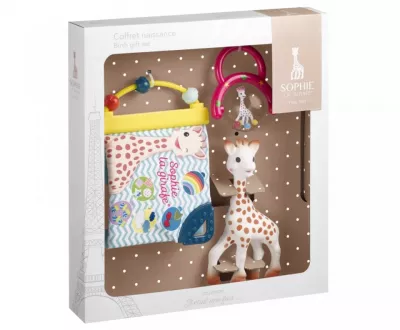 Vulli Set cadou girafa Sophie, zornaitoare si carticica cu activitati (cod 010325)