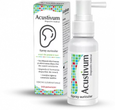 Zdrovit Acustivum spray auricular pentru eliminarea dopurilor de ceara x 20ml