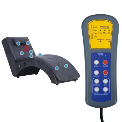 Șezlong de masaj cu pernă, gri, piele intoarsă artificială