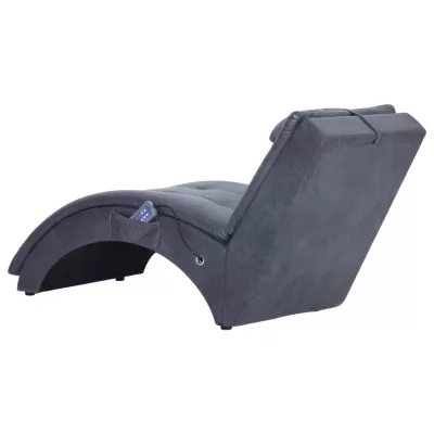 Șezlong de masaj cu pernă, gri, piele intoarsă artificială