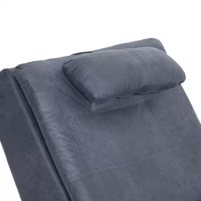 Șezlong de masaj cu pernă, gri, piele intoarsă artificială