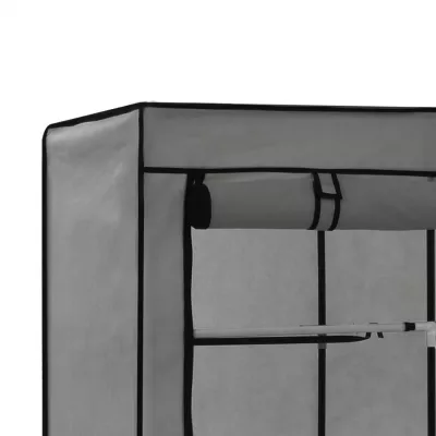Șifonier cu bare și compartimente, gri, 150x45x175 cm, textil