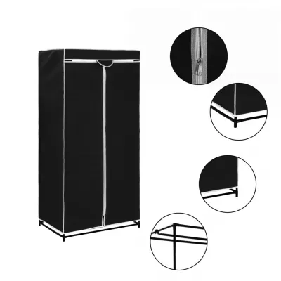 Șifoniere, 2 buc., negru, 75 x 50 x 160 cm