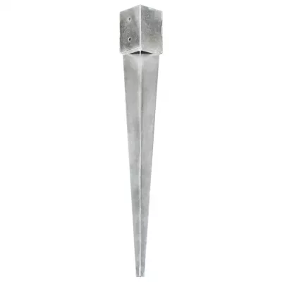 Țăruși de sol, 2 buc., argintiu, 10x10x91 cm, oțel galvanizat