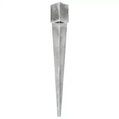 Țăruși de sol, 2 buc., argintiu, 12x12x89 cm, oțel galvanizat