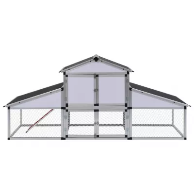 41323 Coteț de găini cu zonă de mișcare și repaus aluminiu