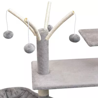 Ansamblu pentru pisici cu funie de sisal, 125 cm, gri