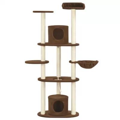 Ansamblu pentru pisici cu stâlpi din funie sisal, maro, 160 cm