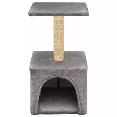 Ansamblu pentru pisici, stâlp cu funie de sisal, 55 cm, gri