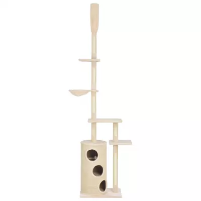 Ansamblu pentru pisici, stâlpi din funie sisal, bej, 260 cm