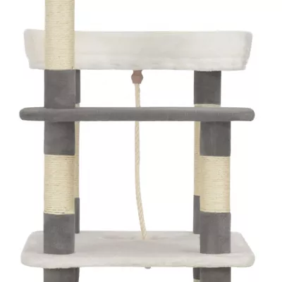 Ansamblu pisici cu stâlpi din funie de sisal, gri, 235 cm