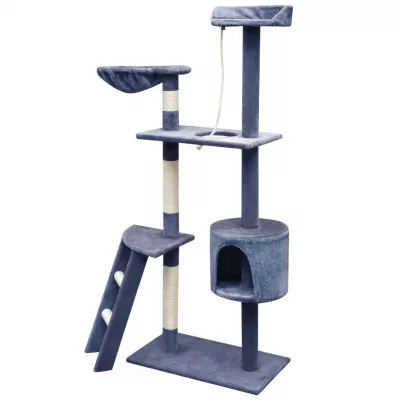 Ansamblu pisici, stâlpi cu funie sisal, 150 cm, albastru inchis
